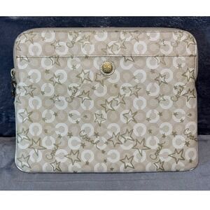 Coach Waverly Snow Queen Universal Tech Tablet Case Gold Cream Stars Padded Y2K